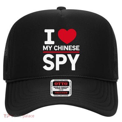 I Love Heart My Chinese Spy High Crown Mesh Back Trucker Hat
