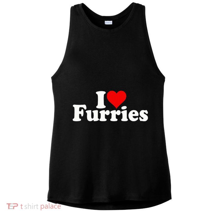 I Love Heart Furries Furry Fandom Cosplay Fursuit Ladies PosiCharge Tri-Blend Wicking Tank