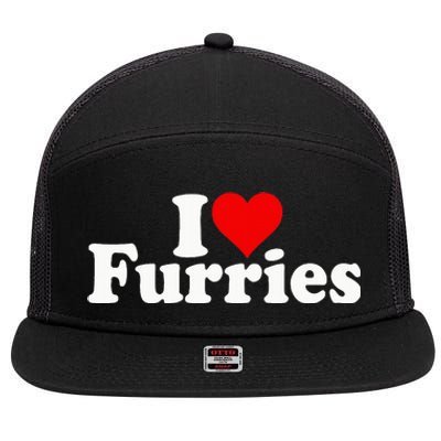 I Love Heart Furries Furry Fandom Cosplay Fursuit 7 Panel Mesh Trucker Snapback Hat