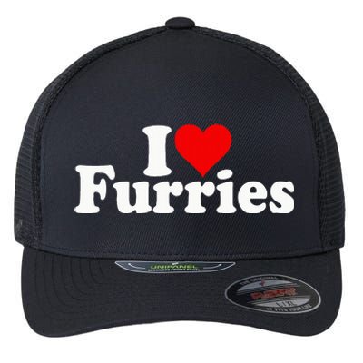 I Love Heart Furries Furry Fandom Cosplay Fursuit Flexfit Unipanel Trucker Cap