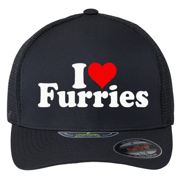 I Love Heart Furries Furry Fandom Cosplay Fursuit Flexfit Unipanel Trucker Cap