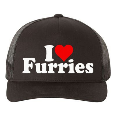 I Love Heart Furries Furry Fandom Cosplay Fursuit Yupoong Adult 5-Panel Trucker Hat