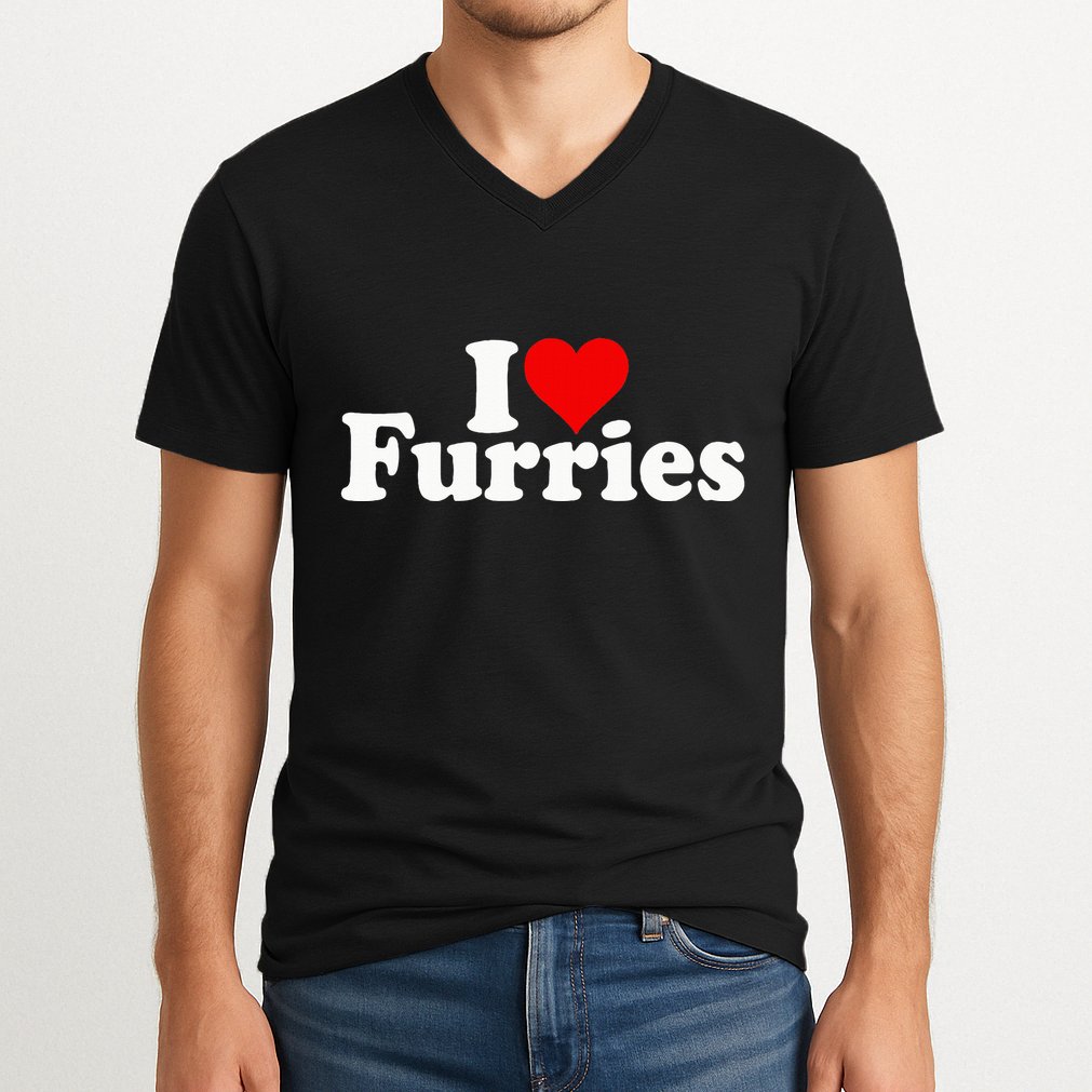 I Love Heart Furries Furry Fandom Cosplay Fursuit V-Neck T-Shirt