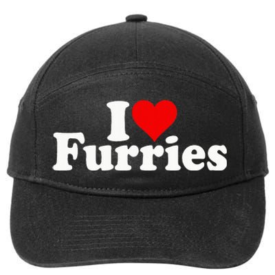 I Love Heart Furries Furry Fandom Cosplay Fursuit 7-Panel Snapback Hat