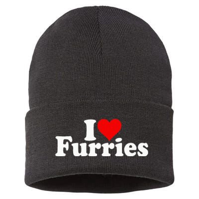 I Love Heart Furries Furry Fandom Cosplay Fursuit Sustainable Knit Beanie