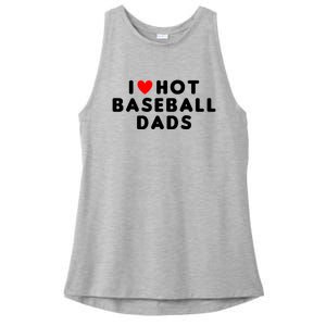 I Love Hot Baseball Dads Funny Red Heart Cute Gift Ladies PosiCharge Tri-Blend Wicking Tank