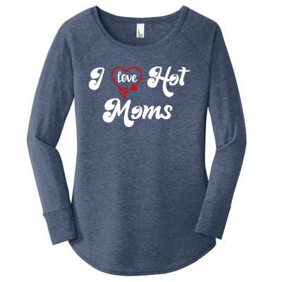 I Love Hot Moms Gift I Heart Moms My Mom Is My Valentine Gift Women's Perfect Tri Tunic Long Sleeve Shirt