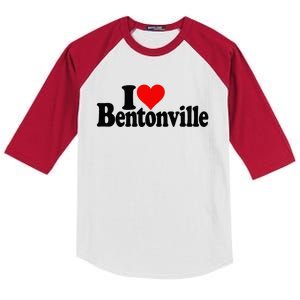 I Love Heart Bentonville Arkansas Kids Colorblock Raglan Jersey