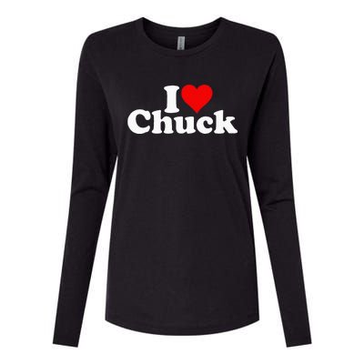 I Love Heart Chuck Charles Womens Cotton Relaxed Long Sleeve T-Shirt