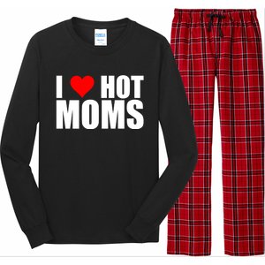 I Love Hot Moms Cool Gift Red Heart Love My Hot Wife Husband Funny Gift Long Sleeve Pajama Set