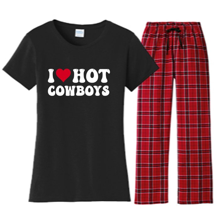 I Love Hot Cowboys I Heart Cowboys Funny Country Western Women's Flannel Pajama Set