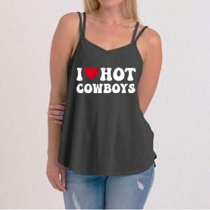 I Love Hot Cowboys I Heart Cowboys Funny Country Western Women's Strappy Tank