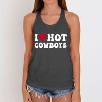 I Love Hot Cowboys I Heart Cowboys Funny Country Western Women's Knotted Racerback Tank