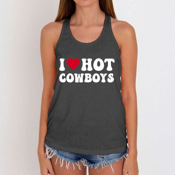 I Love Hot Cowboys I Heart Cowboys Funny Country Western Women's Knotted Racerback Tank