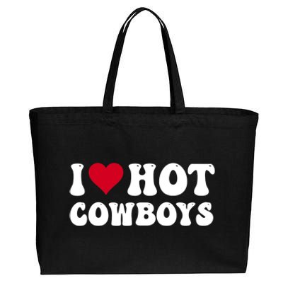 I Love Hot Cowboys I Heart Cowboys Funny Country Western Cotton Canvas Jumbo Tote