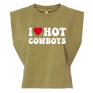 I Love Hot Cowboys I Heart Cowboys Funny Country Western Garment-Dyed Women's Muscle Tee