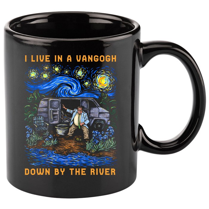 I Live In A Van Gogh Down By The River 11oz C Handle Ceramic Mug