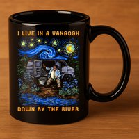 I Live In A Van Gogh Down By The River 11oz C Handle Ceramic Mug