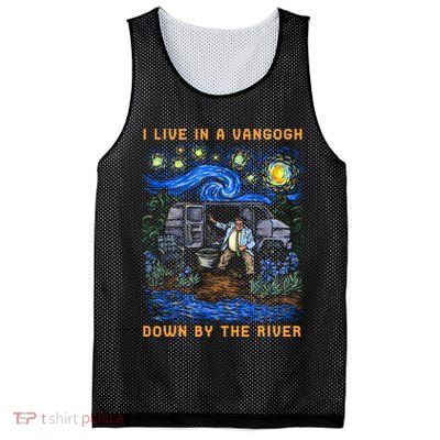 I Live In A Van Gogh Down By The River Mesh Reversible Basketball Jersey Tank