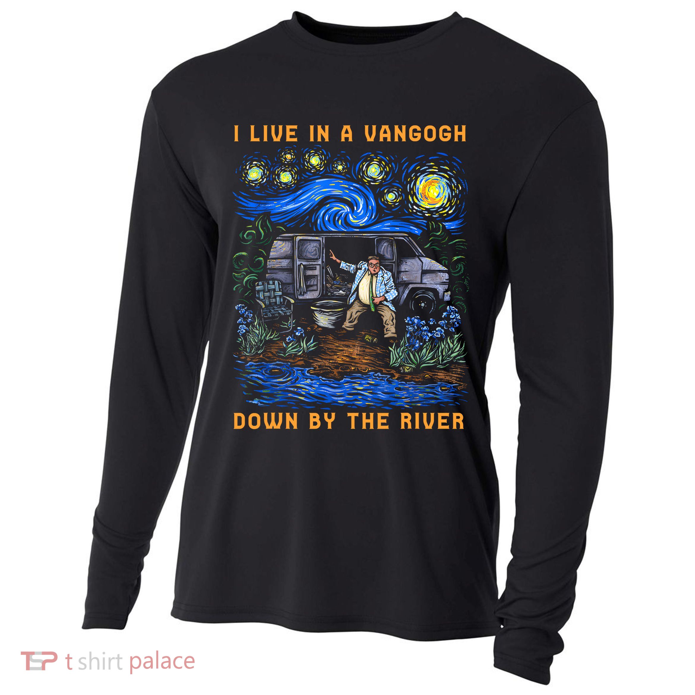 I Live In A Van Gogh Down By The River Cooling Performance Long Sleeve Crew