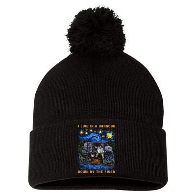 I Live In A Van Gogh Down By The River Pom Pom 12in Knit Beanie