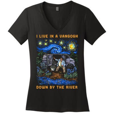I Live In A Van Gogh Down By The River Women's V-Neck T-Shirt