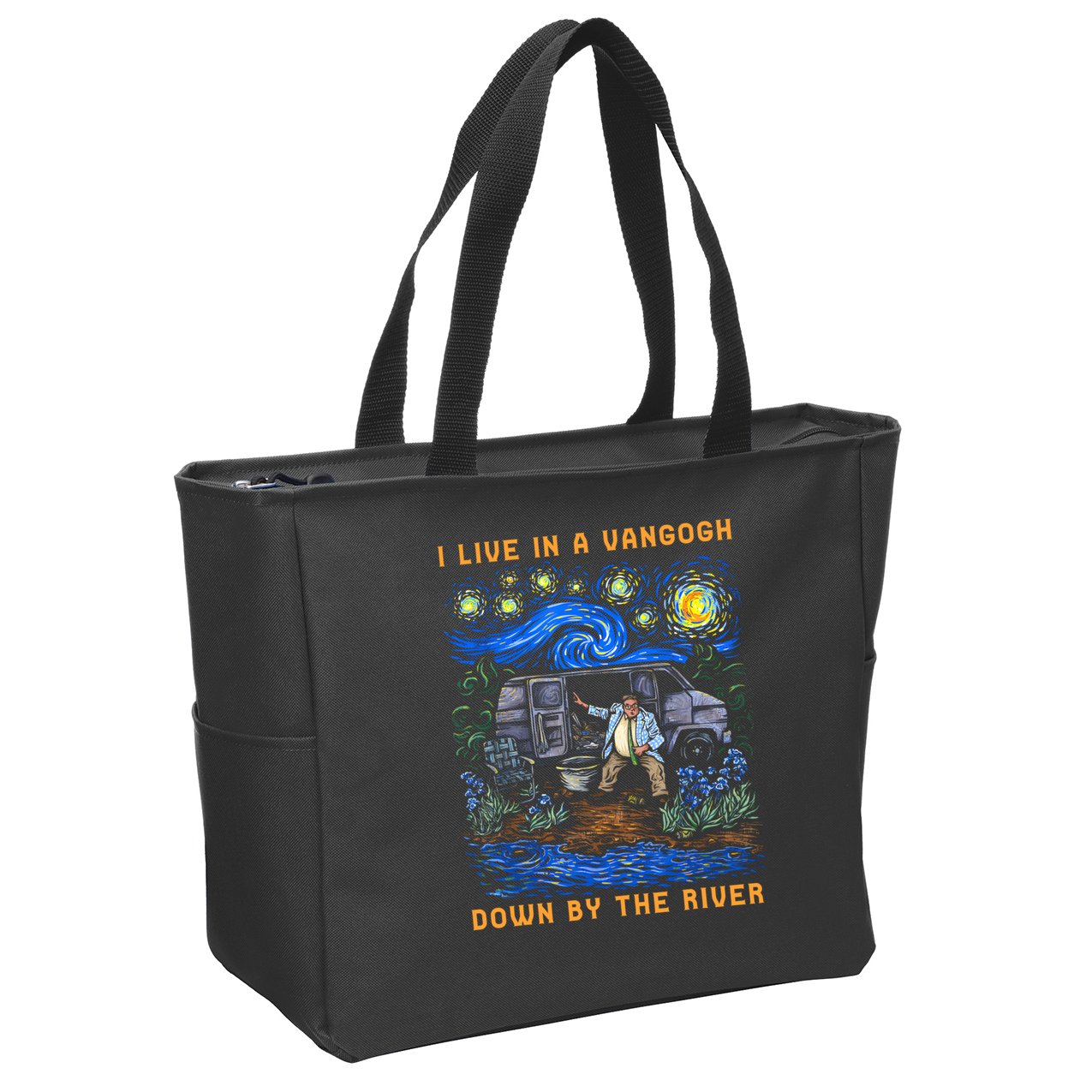 I Live In A Van Gogh Down By The River Zip Tote Bag