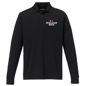 I Love Italian Men Performance Long Sleeve Polo