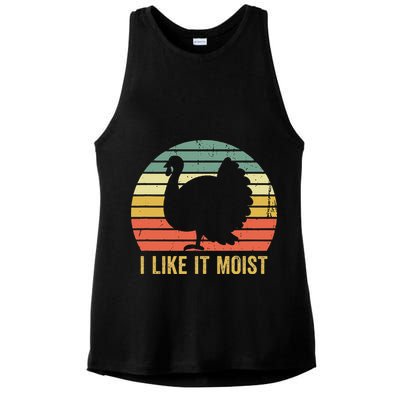 I Like It Moist Funny Thanksgiving Turkey Trot Vintage Ladies PosiCharge Tri-Blend Wicking Tank