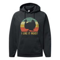 I Like It Moist Funny Thanksgiving Turkey Trot Vintage Performance Fleece Hoodie