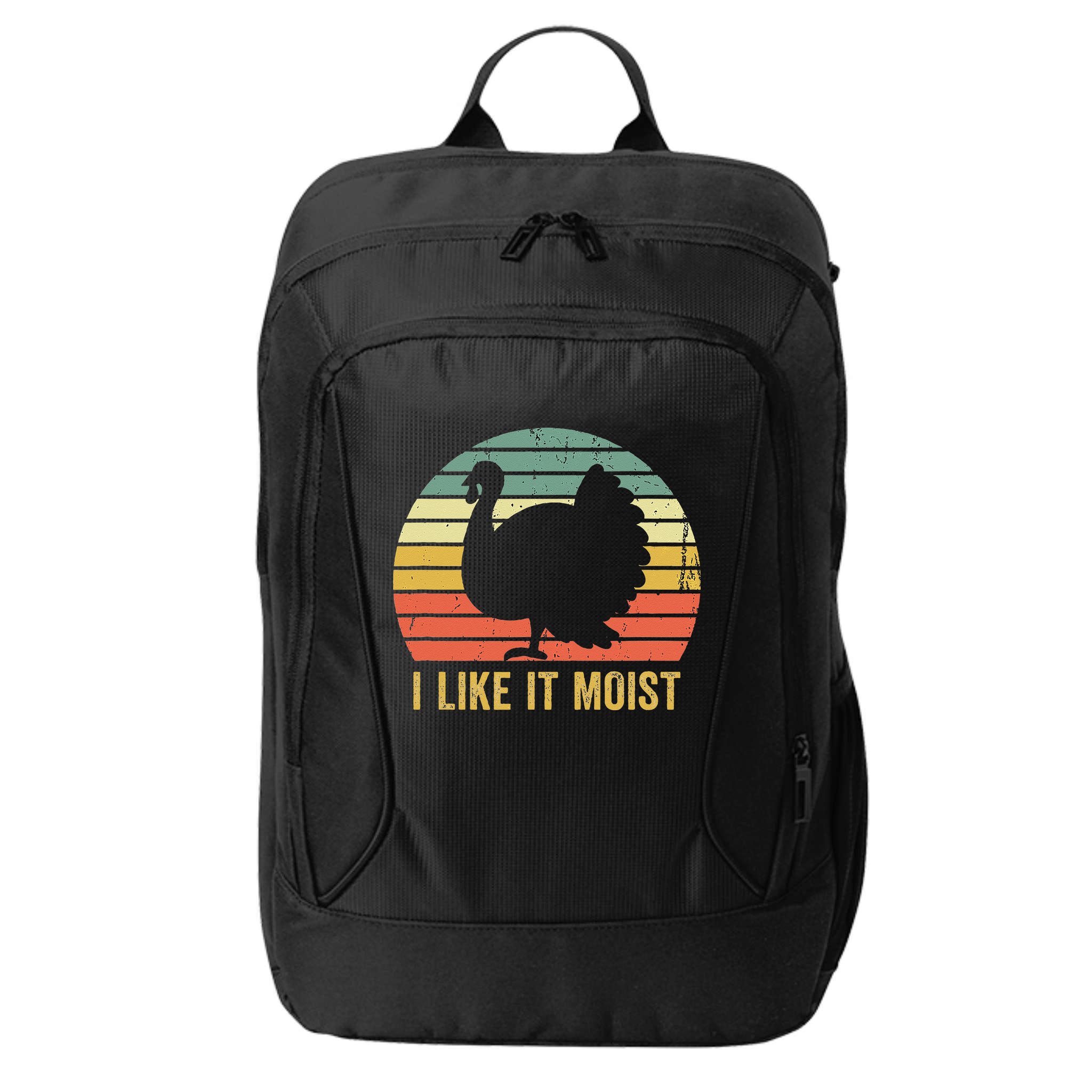 I Like It Moist Funny Thanksgiving Turkey Trot Vintage City Backpack