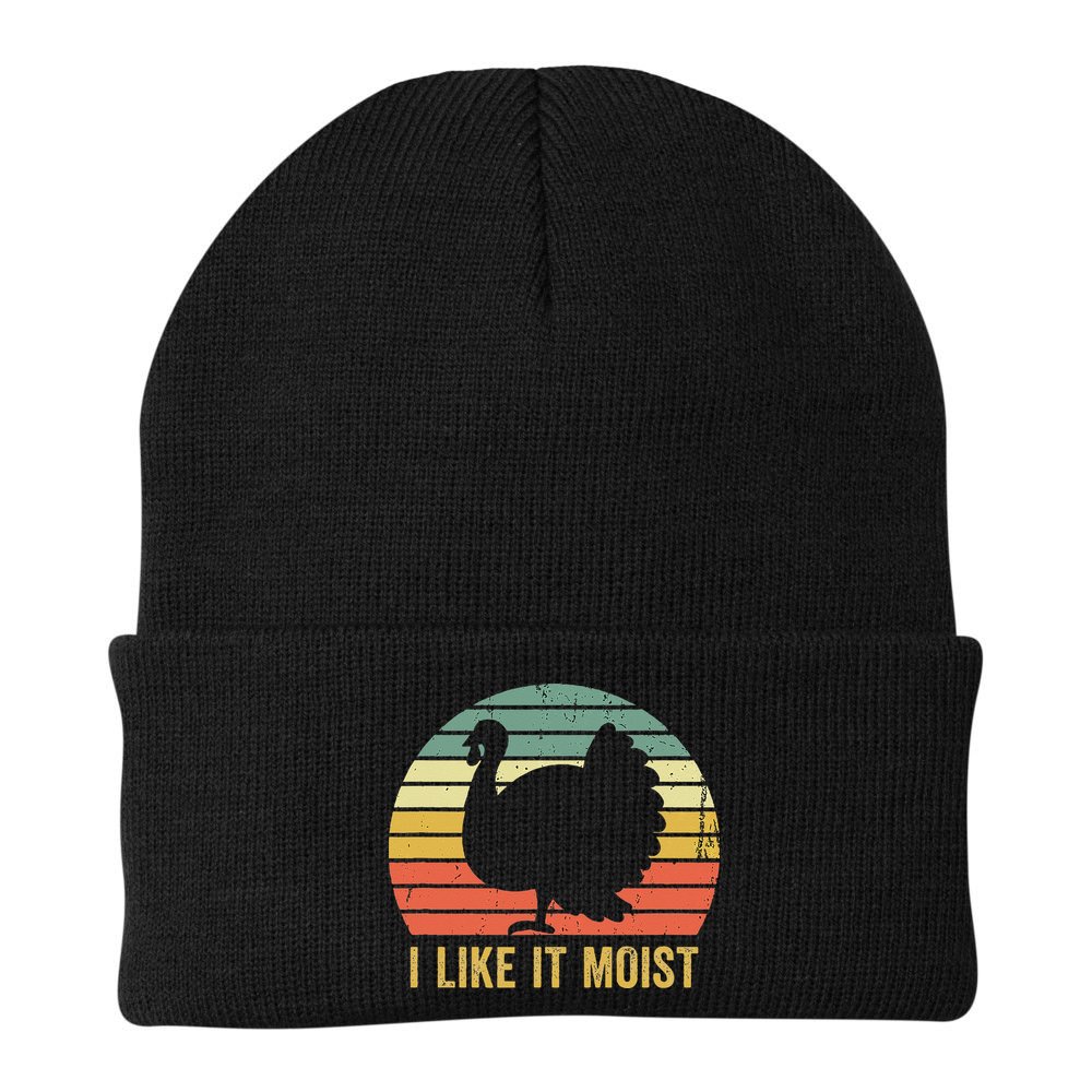 I Like It Moist Funny Thanksgiving Turkey Trot Vintage Beanie