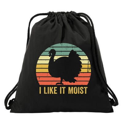 I Like It Moist Funny Thanksgiving Turkey Trot Vintage Drawstring Bag