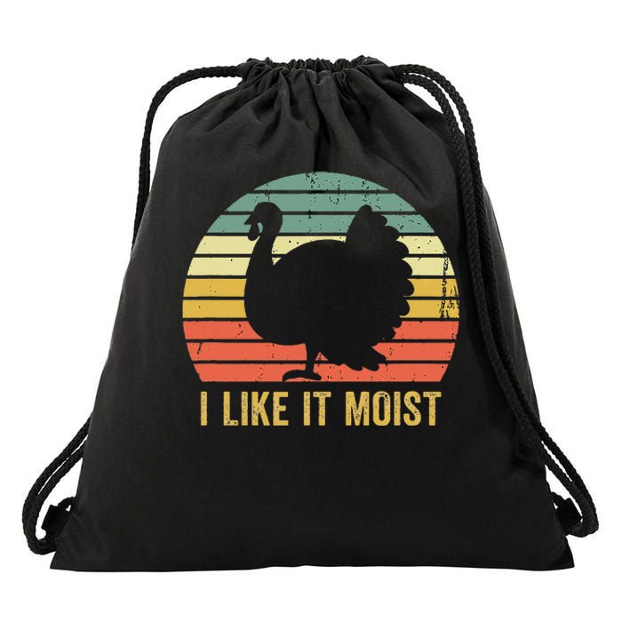 I Like It Moist Funny Thanksgiving Turkey Trot Vintage Drawstring Bag