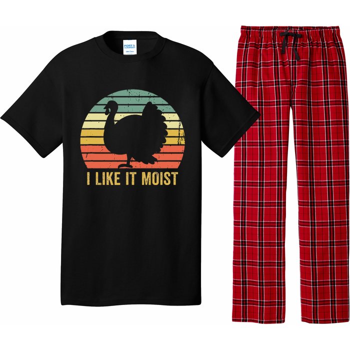 I Like It Moist Funny Thanksgiving Turkey Trot Vintage Pajama Set