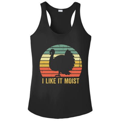 I Like It Moist Funny Thanksgiving Turkey Trot Vintage Ladies PosiCharge Competitor Racerback Tank