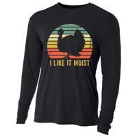 I Like It Moist Funny Thanksgiving Turkey Trot Vintage Cooling Performance Long Sleeve Crew