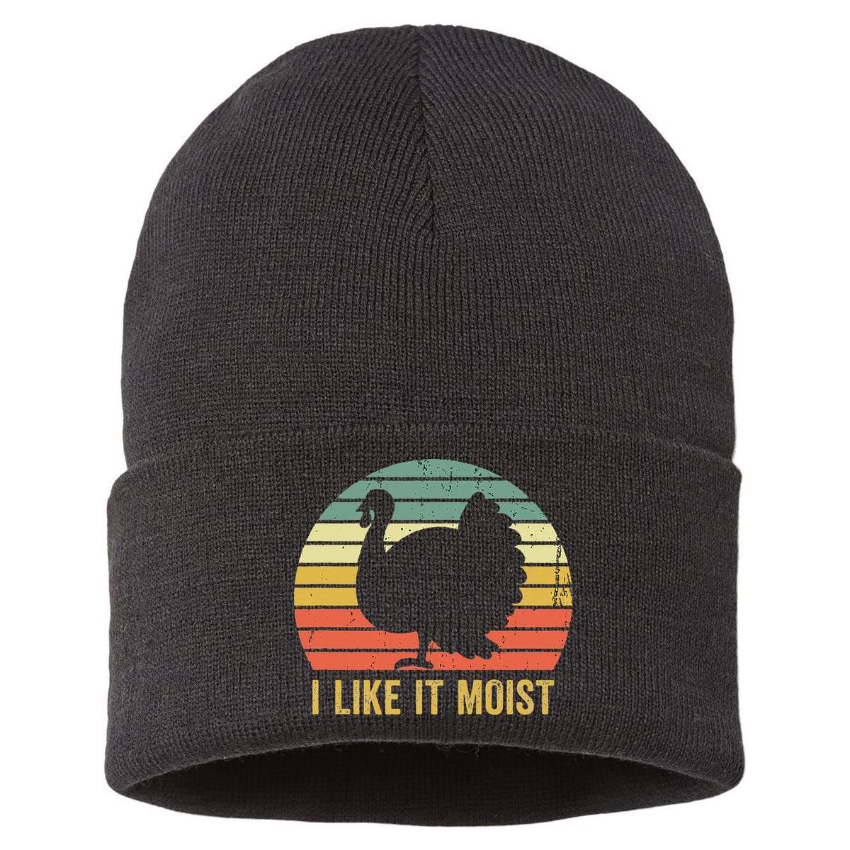 I Like It Moist Funny Thanksgiving Turkey Trot Vintage Sustainable Knit Beanie