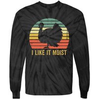 I Like It Moist Funny Thanksgiving Turkey Trot Vintage Tie-Dye Long Sleeve Shirt