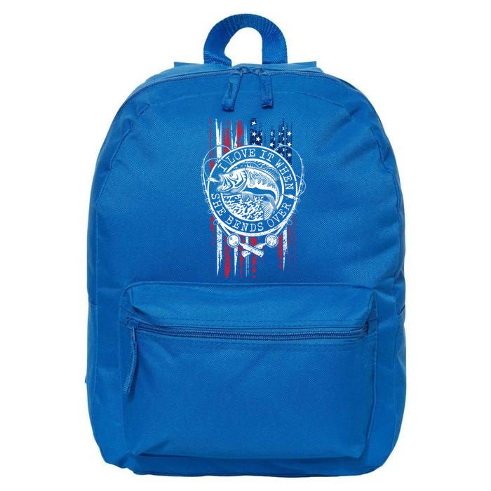 I Love It When She Bends Over Funny Fishing Usa Flag Cute Gift 16 in Basic Backpack