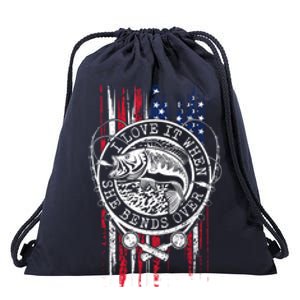 I Love It When She Bends Over Funny Fishing Usa Flag Cute Gift Drawstring Bag