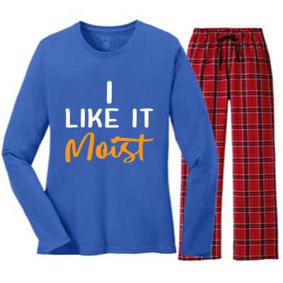 I Like It Moist Roasted Turkey Funny Thanksgiving Leg Day Great Gift Women's Long Sleeve Flannel Pajama Set 