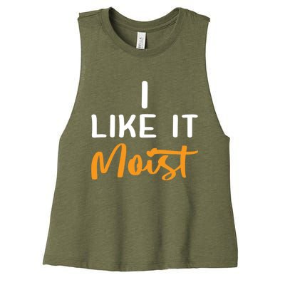 I Like It Moist Roasted Turkey Funny Thanksgiving Leg Day Great Gift Women's Racerback Cropped Tank