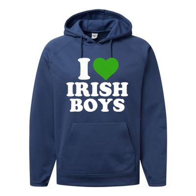 I Love Irish Boy Funny St Patrick's Day Heart Shamrock Performance Fleece Hoodie