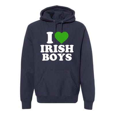 I Love Irish Boy Funny St Patrick's Day Heart Shamrock Premium Hoodie