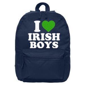 I Love Irish Boy Funny St Patrick's Day Heart Shamrock 16 in Basic Backpack