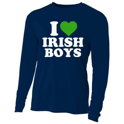 I Love Irish Boy Funny St Patrick's Day Heart Shamrock Cooling Performance Long Sleeve Crew