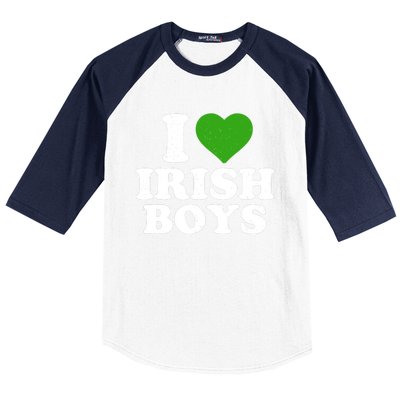 I Love Irish Boy Funny St Patrick's Day Heart Shamrock Baseball Sleeve Shirt