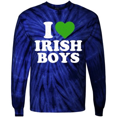 I Love Irish Boy Funny St Patrick's Day Heart Shamrock Tie-Dye Long Sleeve Shirt