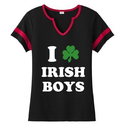 I Love Irish Boy St. Paddy Baby Ireland Hamrock Baby Funny St. Patricks Day Ladies Halftime Notch Neck Tee